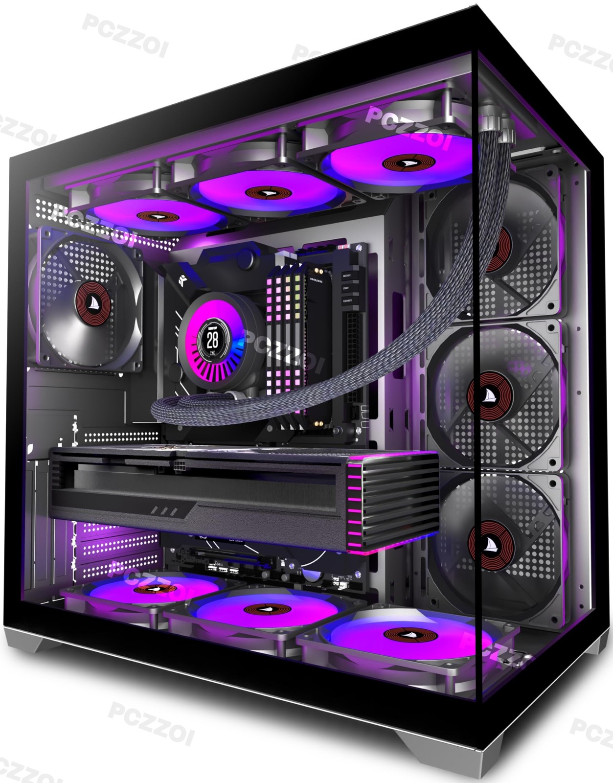 KEDIERS PC CASE ATX 4 Fans Pre-Installed, Type-C Mid Tower Computer Case with...