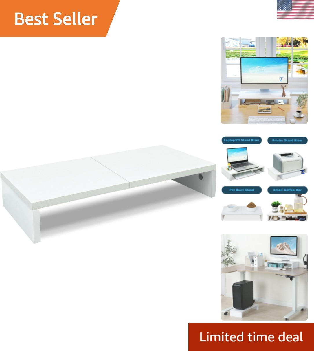 Minimalist 20 Inch White Desk Stand Riser - Ergonomic & Stylish for Home Office