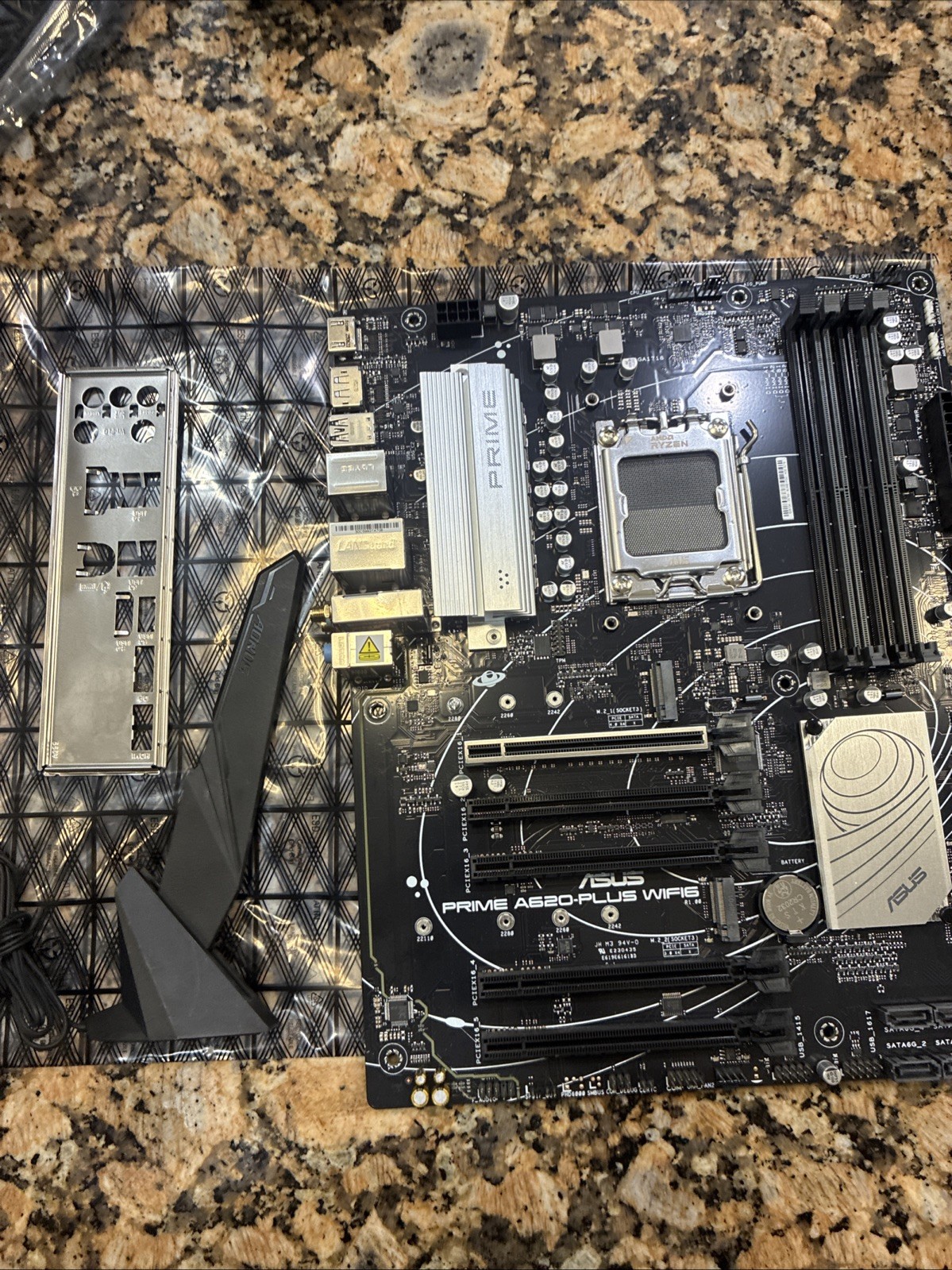 Asus Prime A620-Plus WIFI6 AM5 ATX AMD DDR5 Motherboard W/ i/o Shield + Antennas