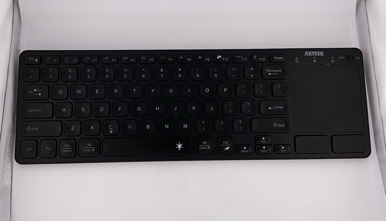 Arteck HB305-4B Wireless Bluetooth Keyboard with Touchpad Backlit Slim - Used B2