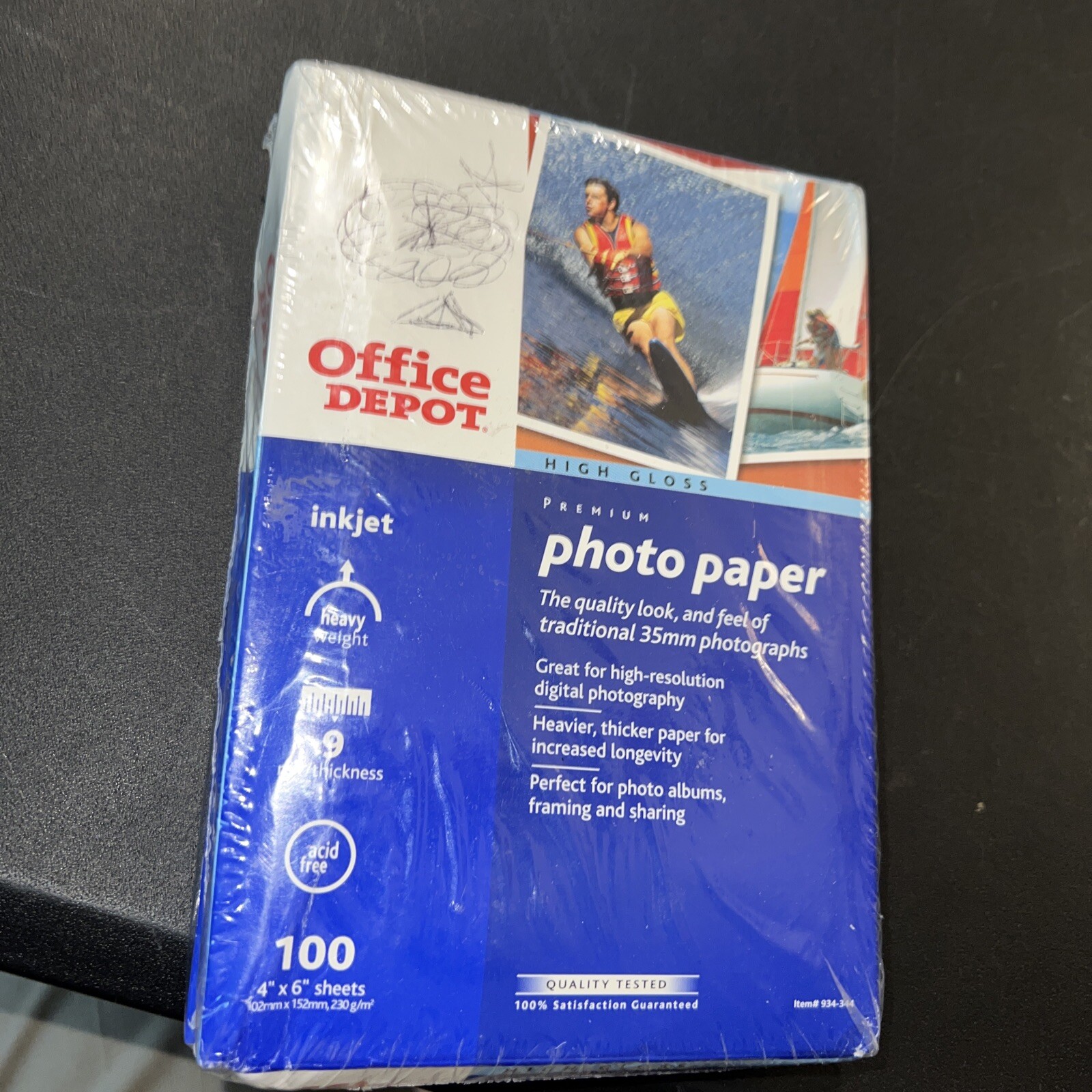 Photo Paper 4X6 100 Sheets High Gloss Premium Office Depot Inkjet - New