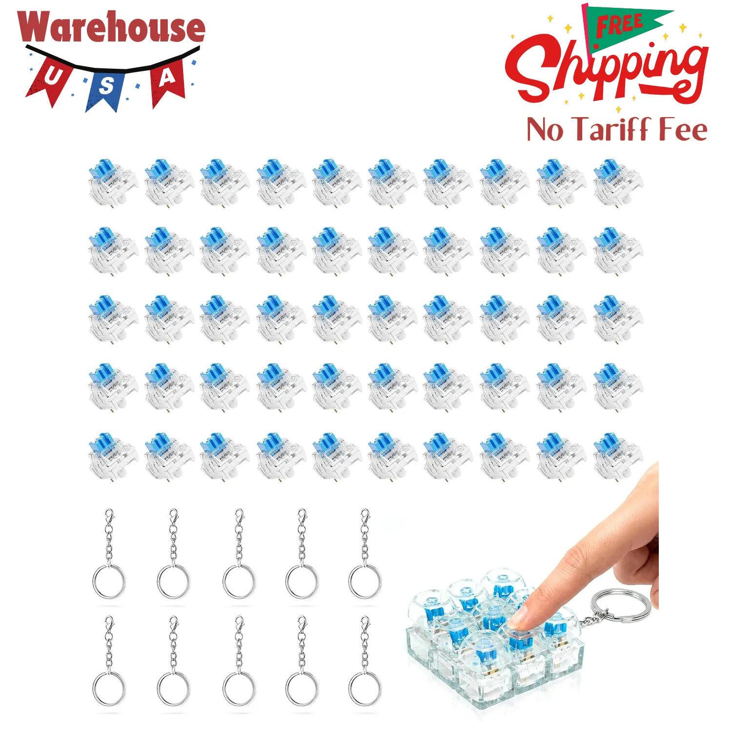 50 Pcs 3 Pin Mechanical Keyboard Switches Replacement Clickers For 3D Prints