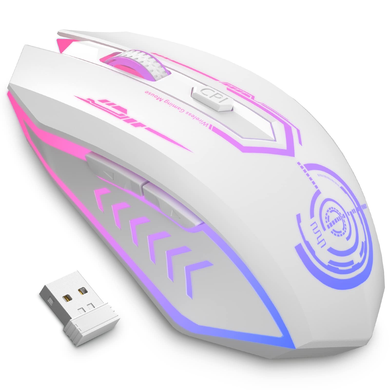Wireless Gaming Mouse, Rechargeable 10000 DPI LED PC Mouse