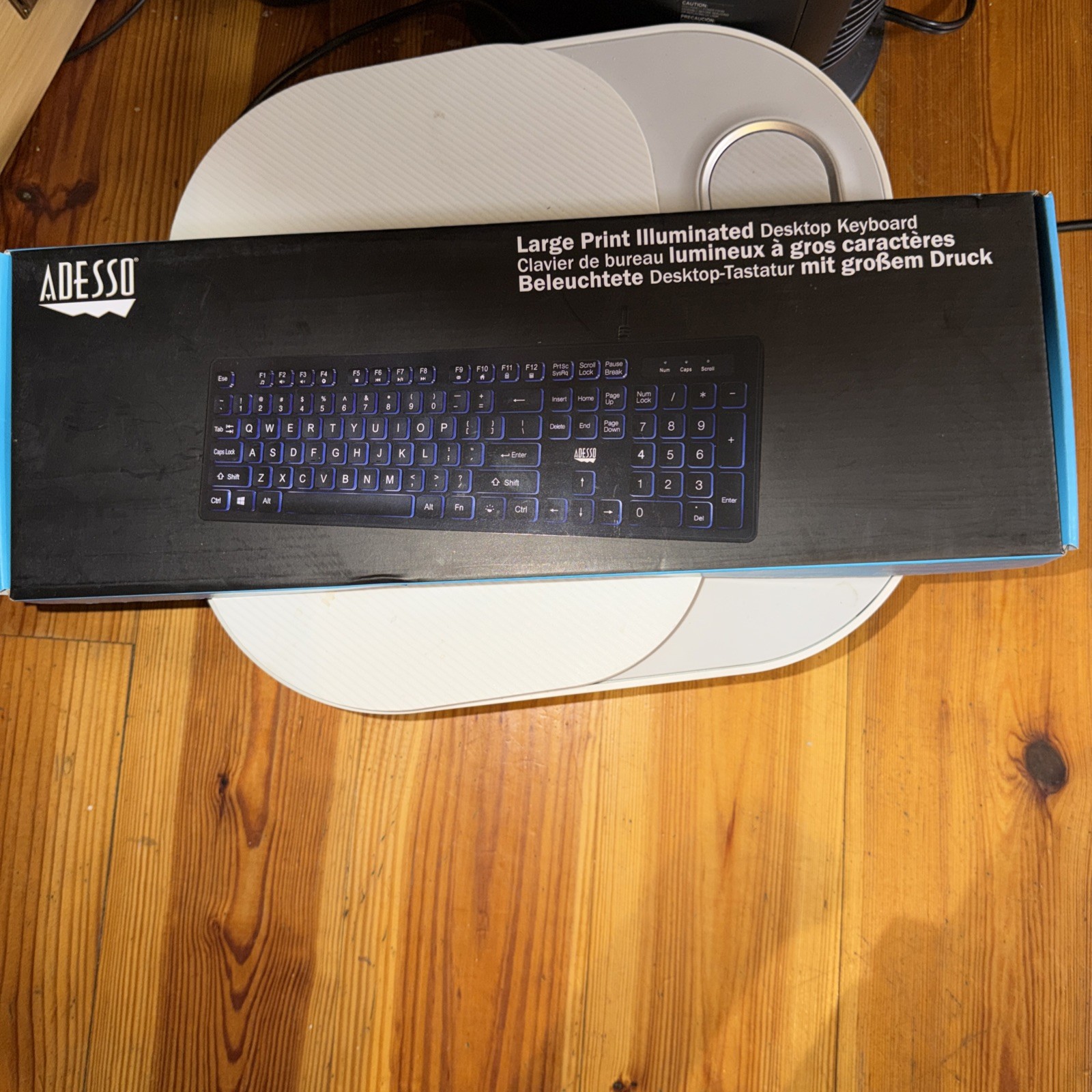 Adesso AKB-139EB Large Print Illuminated LED Keyboard 2X Big Letter Keys Blue...