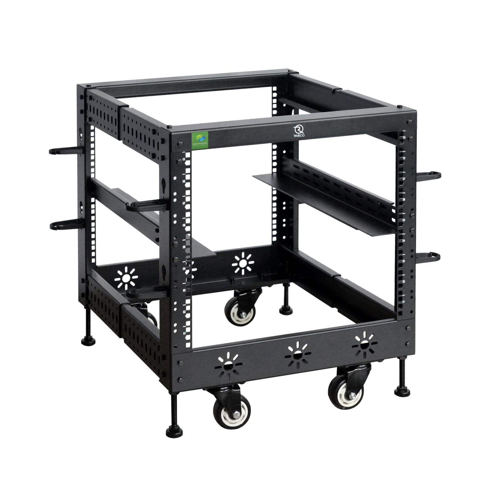 RIVECO 9U 19” Adjustable Depth Server Rack Support Up to 1700LBS 9U, black