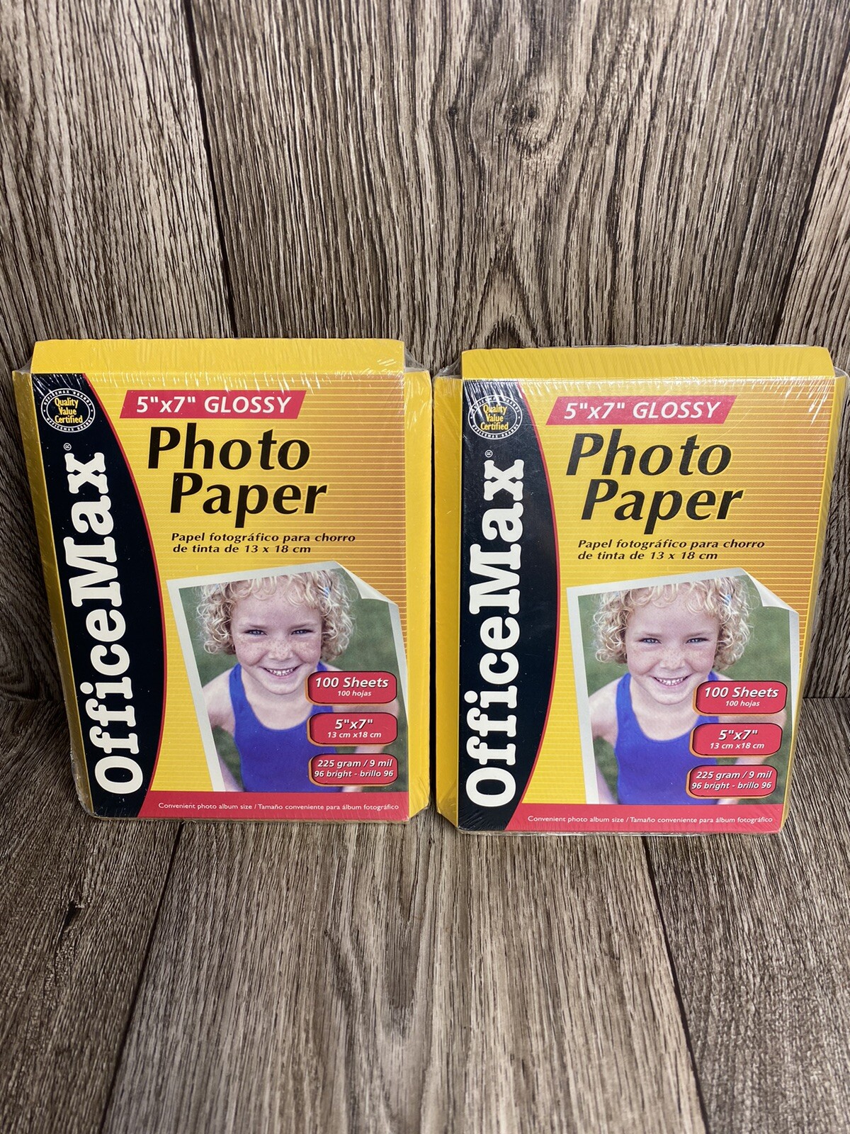 (2) Office Max Photo Paper 5x7 Glossy 100 Sheets,  for Inkjet