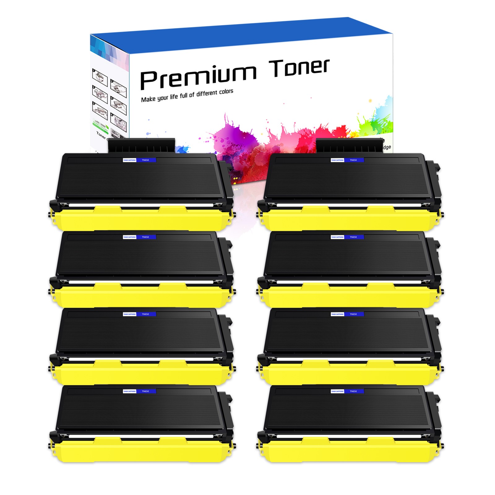 8x TN650 Toner Cartridge Compatible For Brother DCP-8050DN DCP-8080DN DCP-8085DN