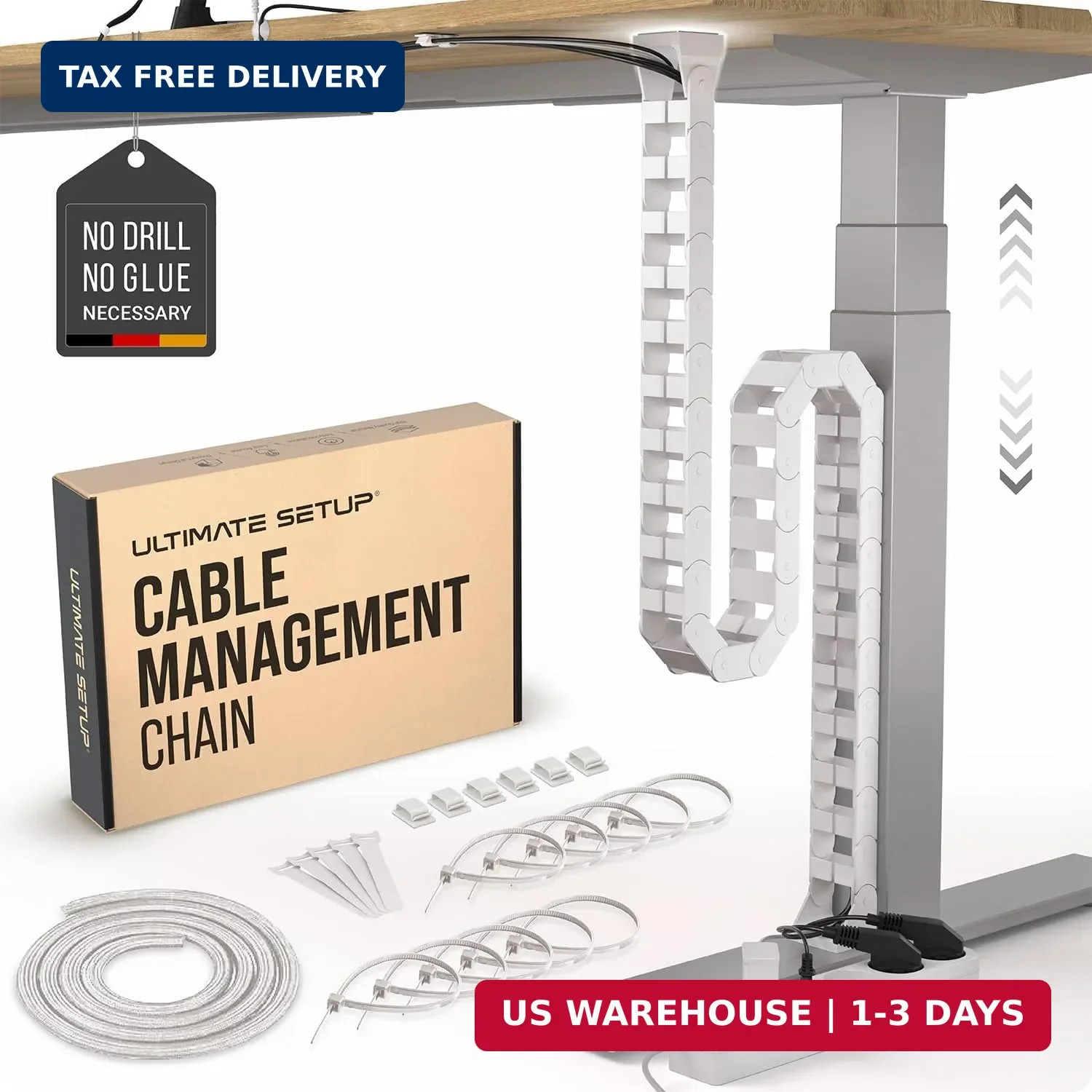 Ultimate Setup Under Desk Cable Management Vertebrae - Perfect for Sit Stand Des