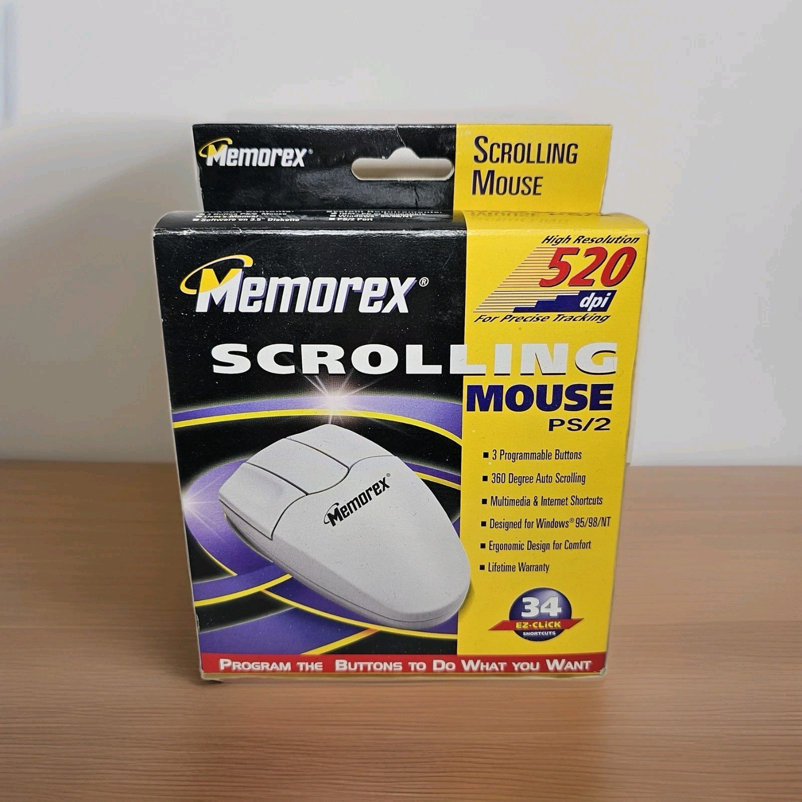 Vintage Memorex Scrolling Computer Laptop Mouse- Programmable Buttons