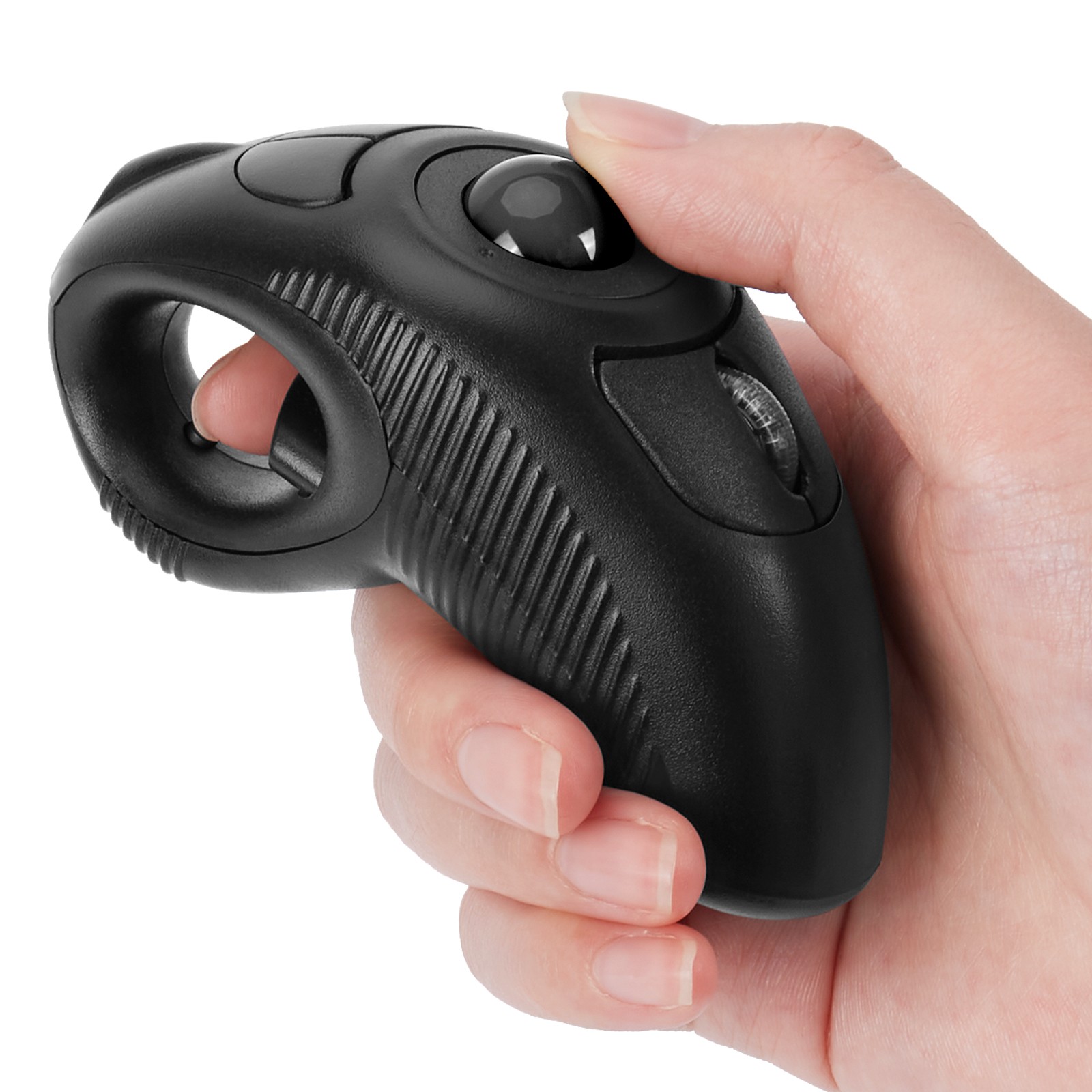 Wireless USB Handheld Finger Trackball Mouse with Laser Pointer Battery Powered