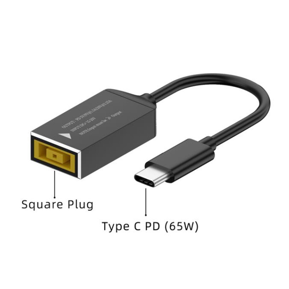 DC Slim Square Tip to USB Type C PD Charger Cable Power Cable for USB C Devices