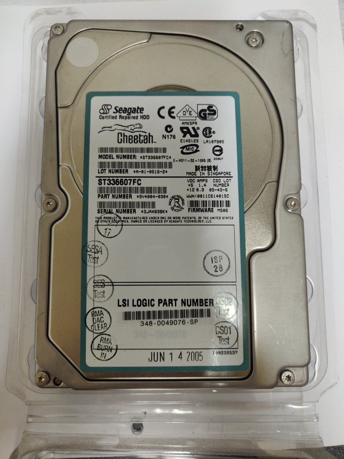 LSI Logic 348-0049076 ST336607FC 36.7GB 10K RPM FCAL 3.5" Hard Disk Drive - REF.