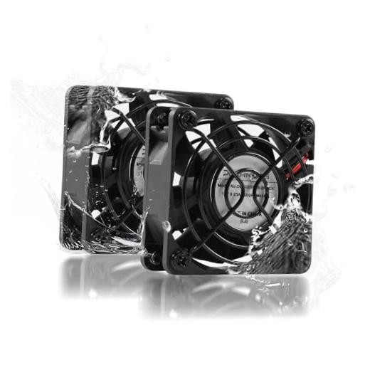 60mm DC Waterproof IP68 Dual Ball Computer Cooling Fan - 5600RPM 2 60x25mm 12V