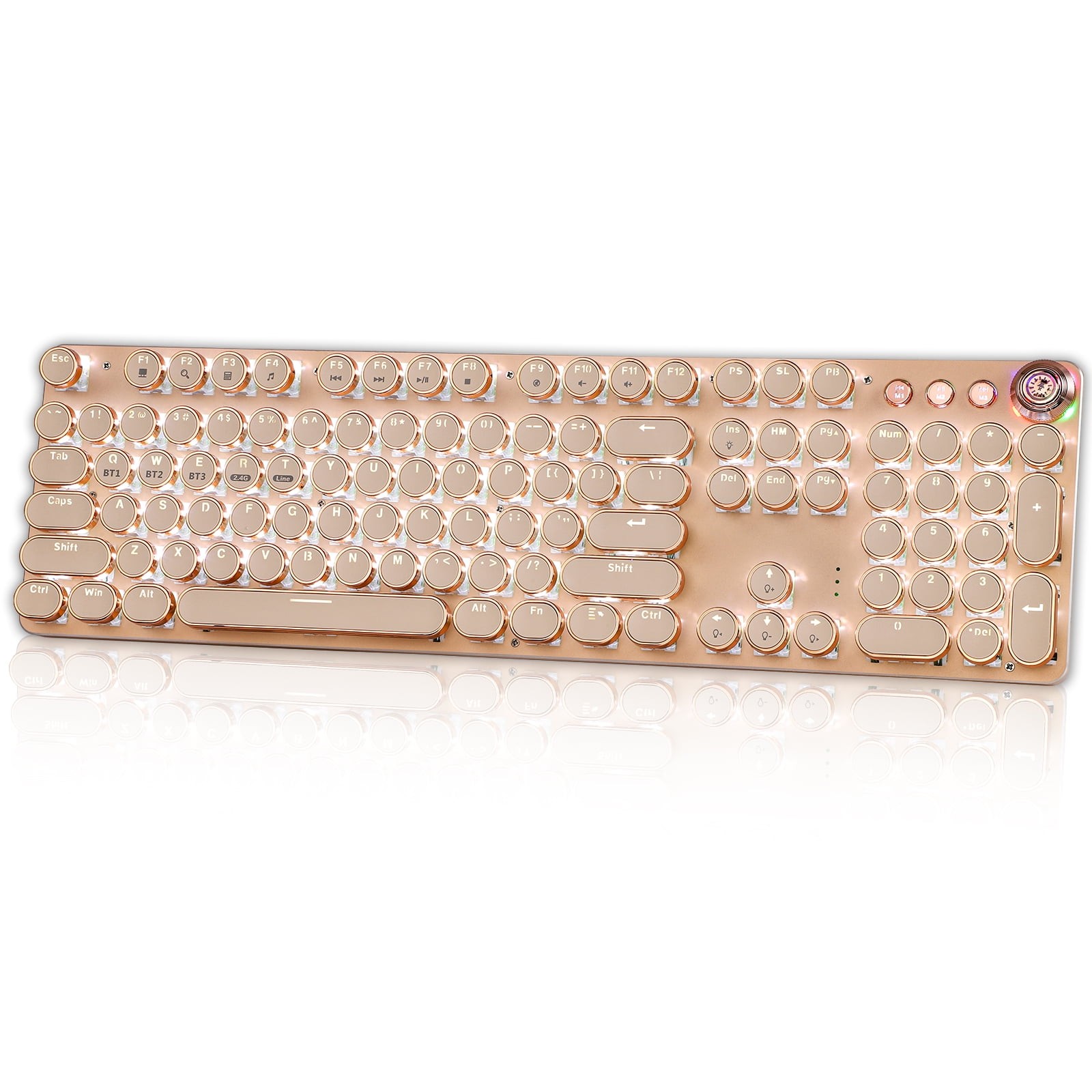 Typewriter Style Mechanical Gaming Keyboard Backlit Keys Beige New
