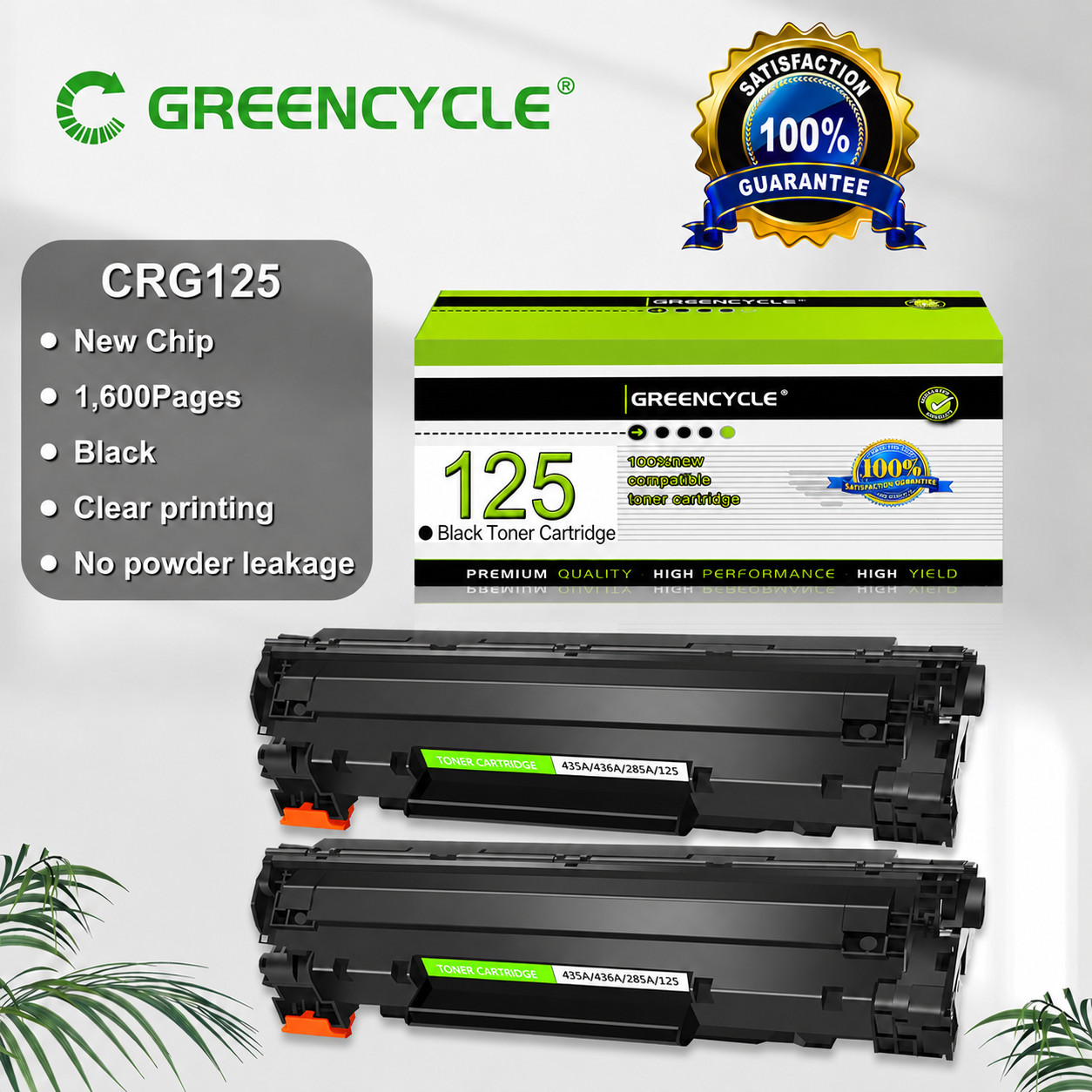 2× CRG125 Toner Compatible for Canon ImageClass LBP 6000B 6018 6018W Printer Lot