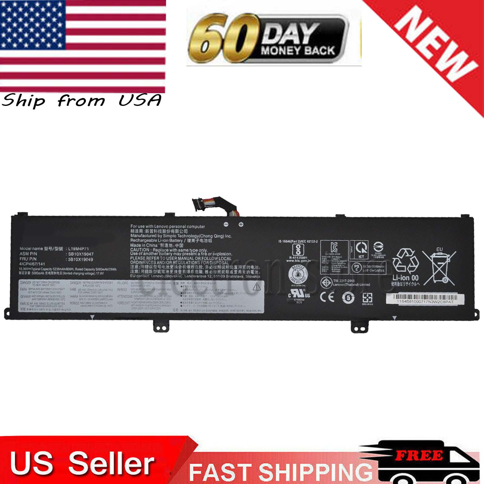 NEW L19M4P71 L19C4P71 Battery 4 For ThinkPad P1 X1 Extreme 3rd Gen 5B10X19050