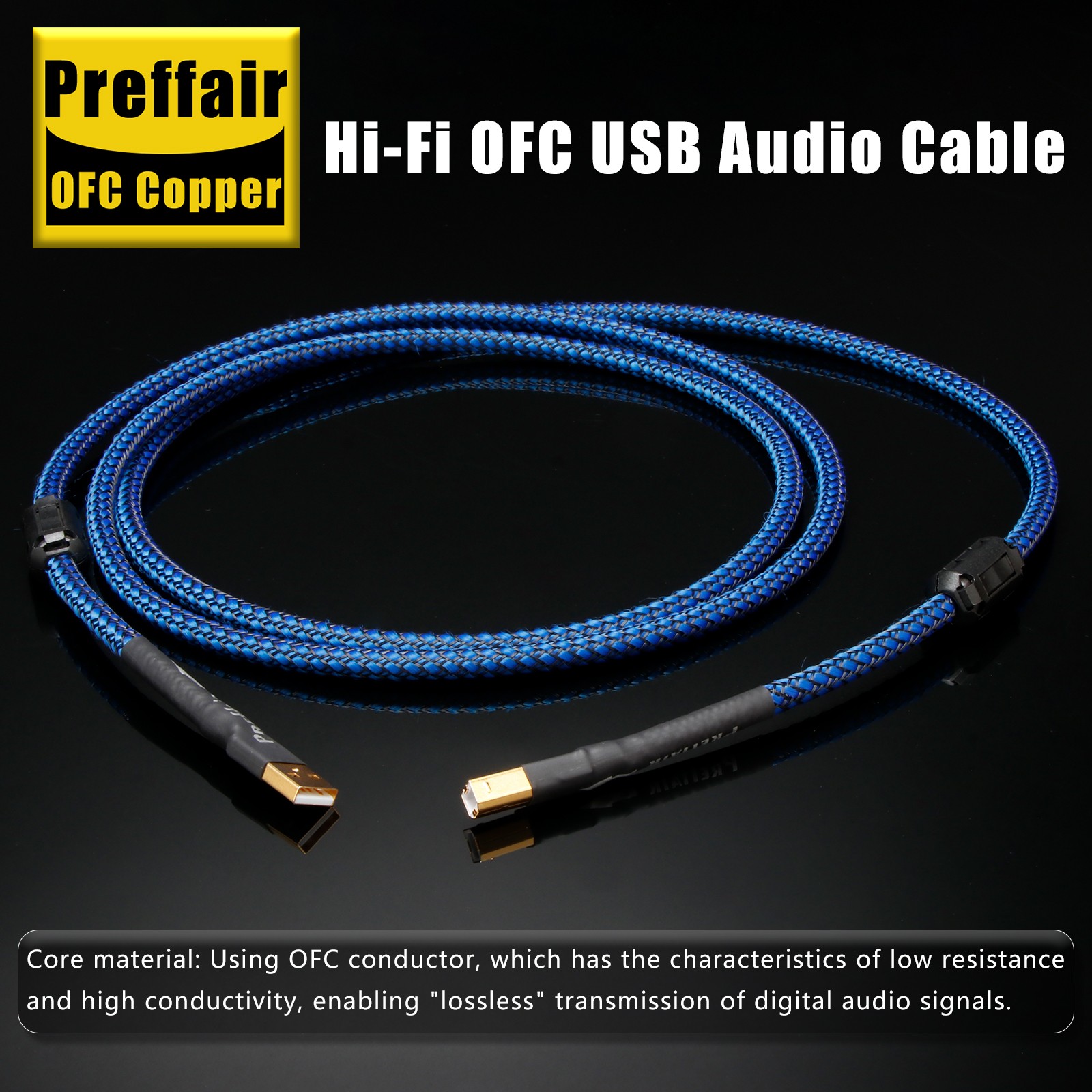 Hi-Fi OFC USB Audio Cable Gold Plated USB Cable Audio Sound Card DAC Decoder