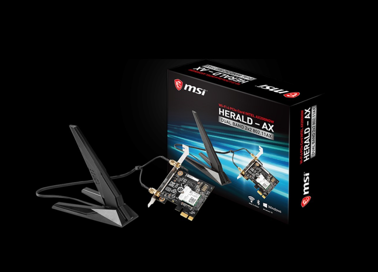 MSI MS-B905C / Herald-AX Wi-Fi 6 PCIe Adapter - Intel AX200NGW High-Gain Antenna