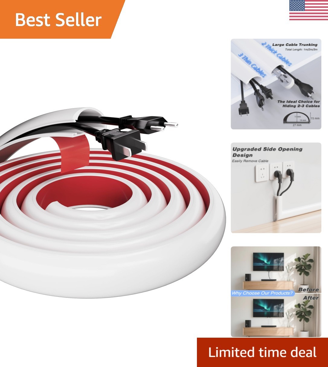 Compact 39-Inch Silicone Cable Hider: Child-Safe Solution for Wire Management