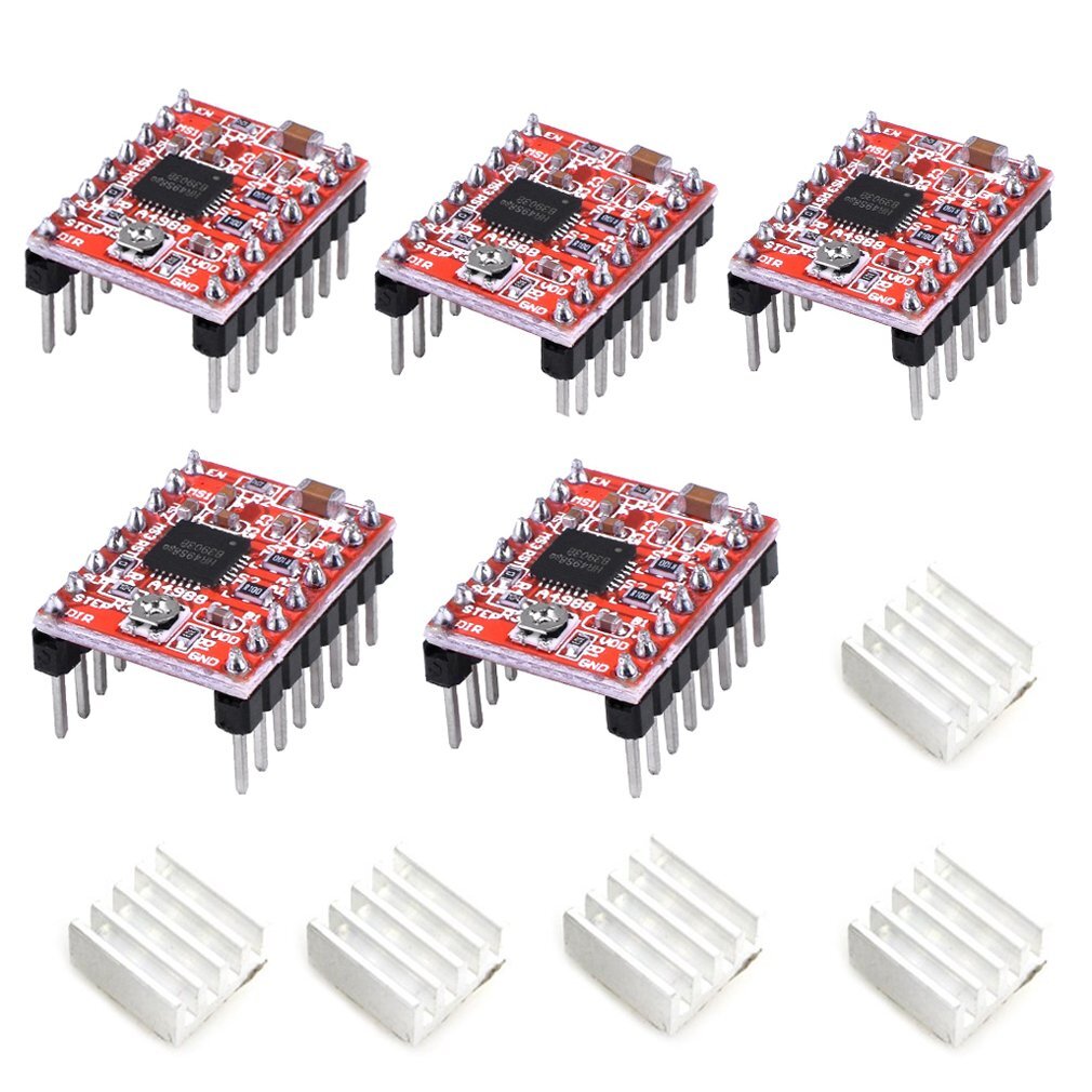 5pcs A4988 Stepstick Stepper Motor Driver Module with Heat Sink for 3D Printer