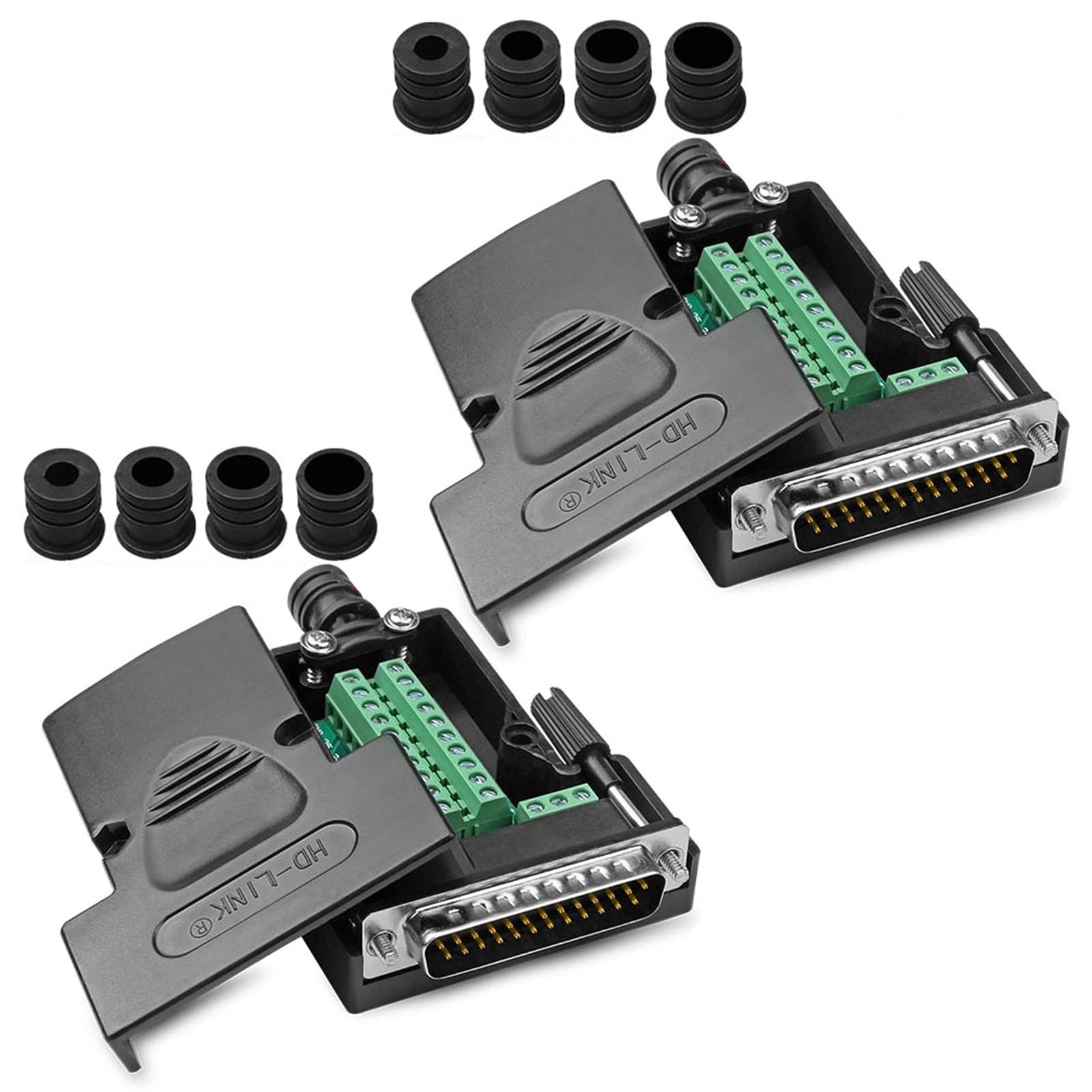 2PCS DB25 Solderless Connector, RS232 D-SUB Serial to 25-pin Port Terminal Ma...