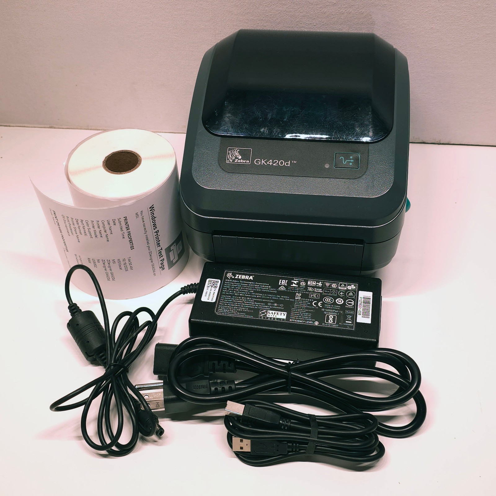 Zebra GK420D Thermal Label Printer w USB/Ethernet with Labels & Cables