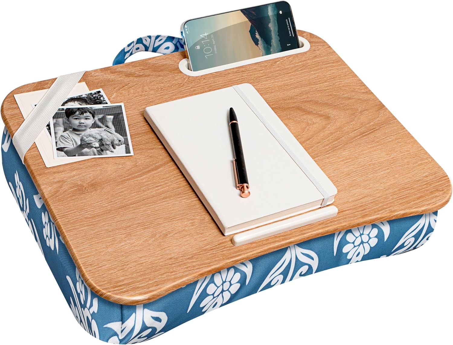Designer Lap Desk - Floral Block Print Fits 15.6" Laptops
