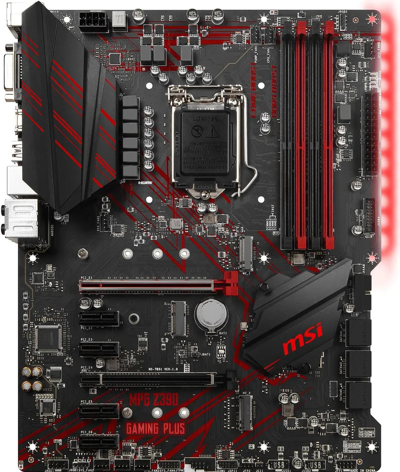 MSI MPG Z390 GAMING PLUS LGA 1151 (300 Series) Intel Z390 ATX Intel Motherboard