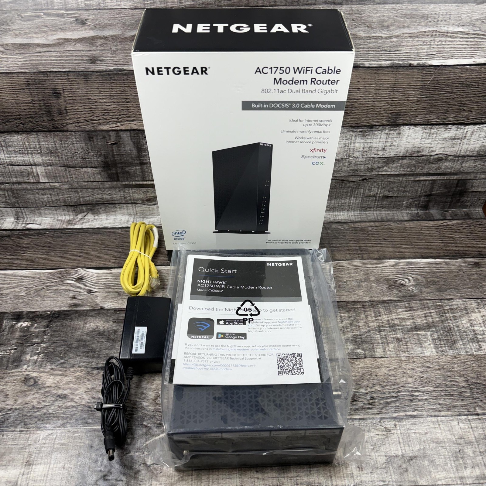 NETGEAR C6300v2 AC1750 WiFi Cable Modem Router DOCSIS 3.0 Black Gigabit