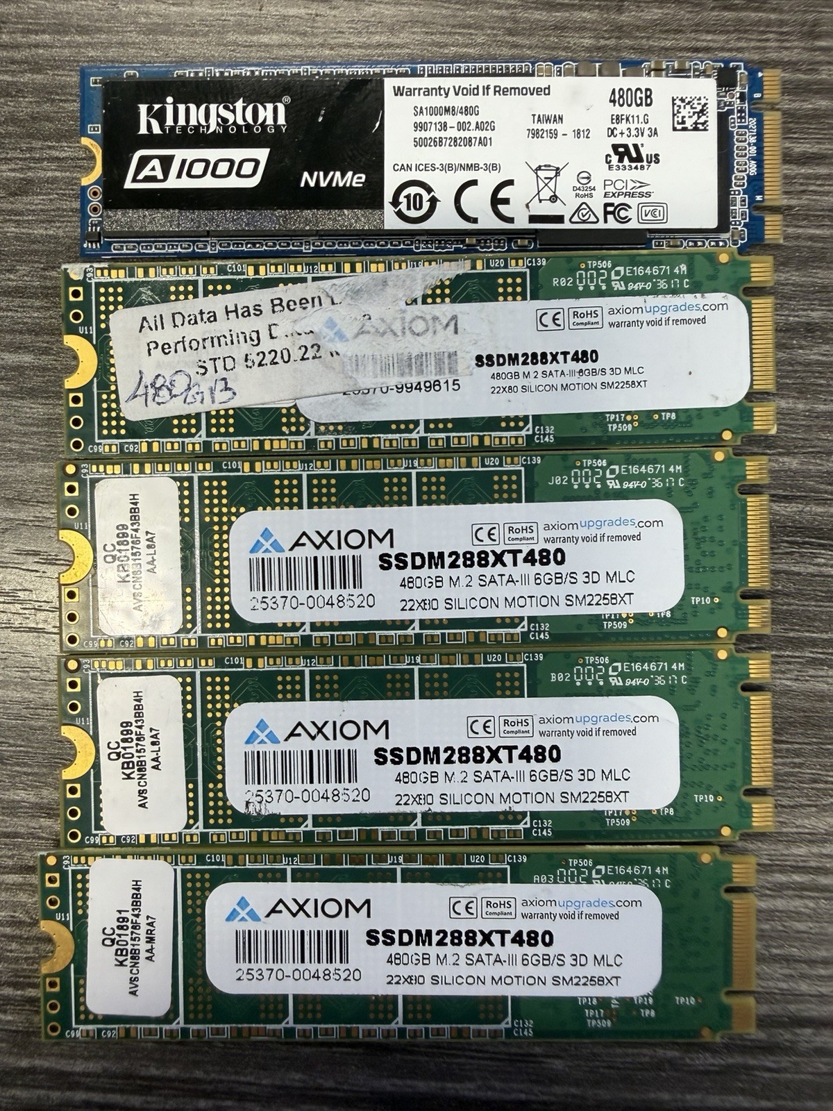 LOT OF 5  480GB M.2 2280 SATA-III