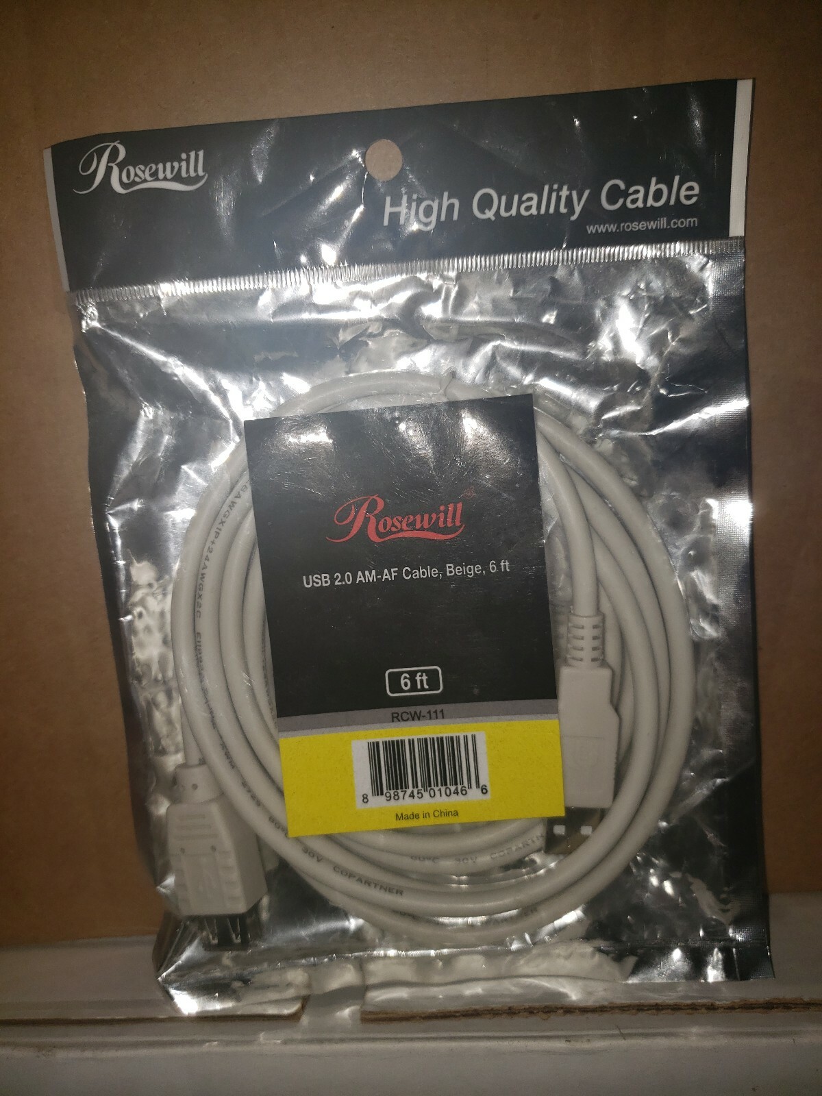 Rosewill 6ft USB 2.0 AM-AF Cable Beige White Model RCW-111  RARE 