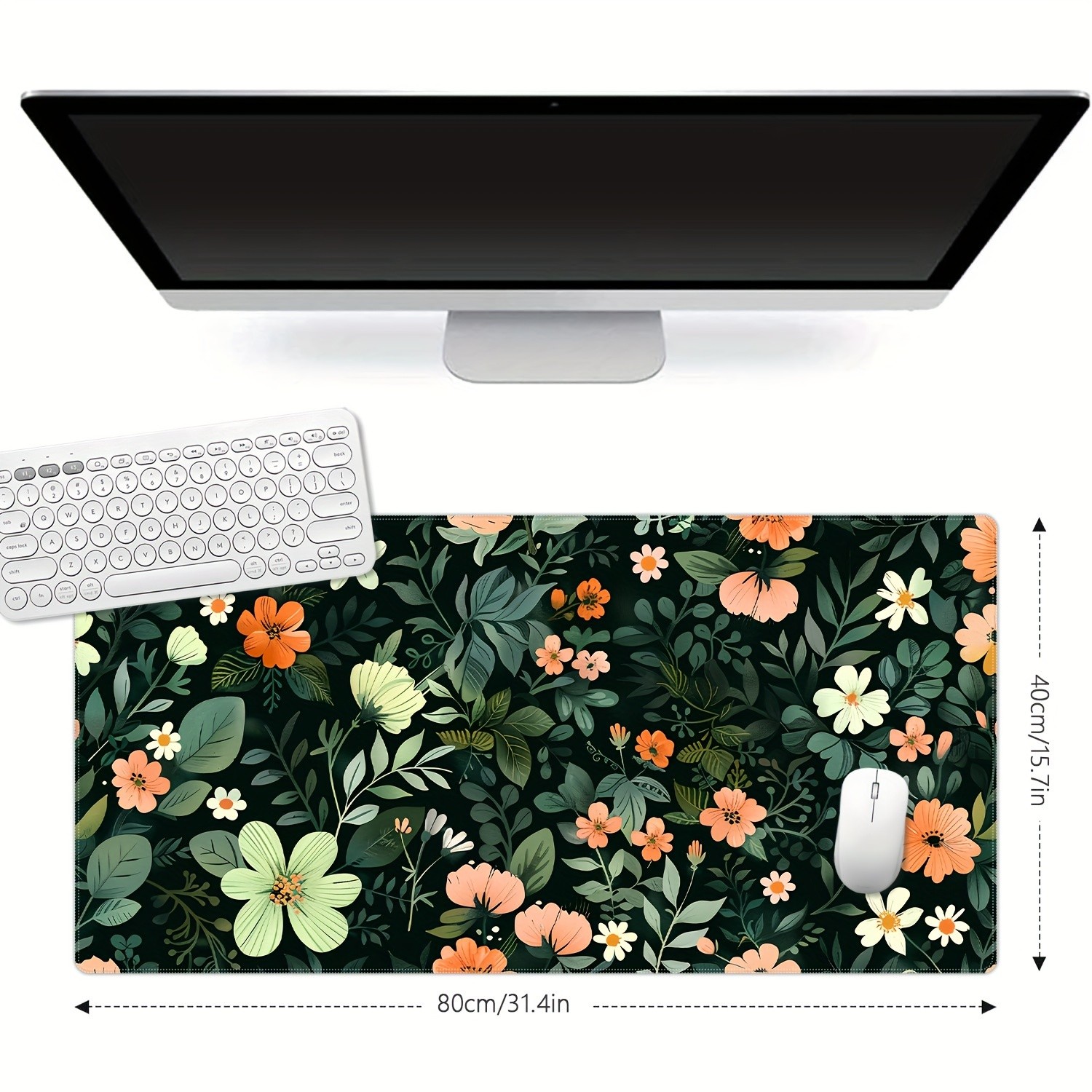 Extra-Large Floral Gaming Mouse Pad - Non-Slip, Washable & Thick Desk Mat for