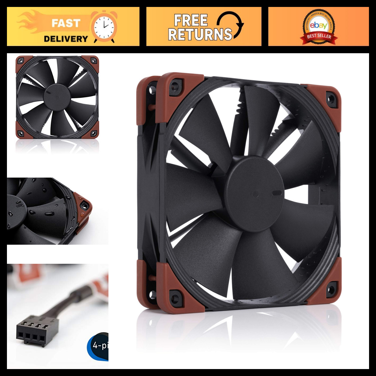 High-Performance 120mm Industrial PWM Fan, IP67 Waterproof, 2000 RPM, Quiet Cool