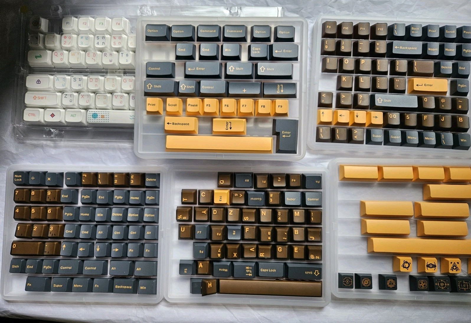 Keycap Grey Orange Space Set for Mechanical Keyboard + White Multicolor Letter 