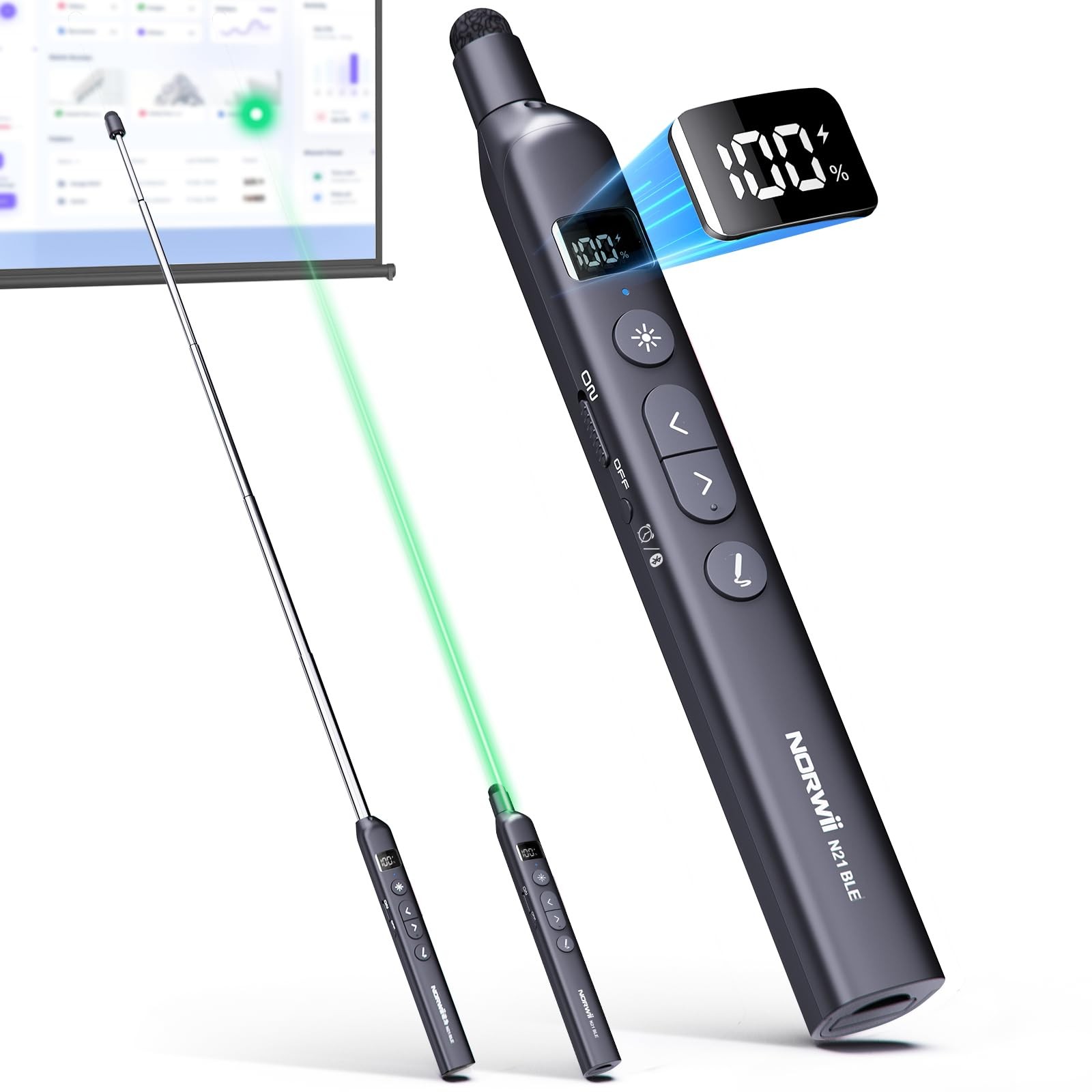 Norwii N21 Laser Pointer for Bluetooth Presentations and USB-A Receiver