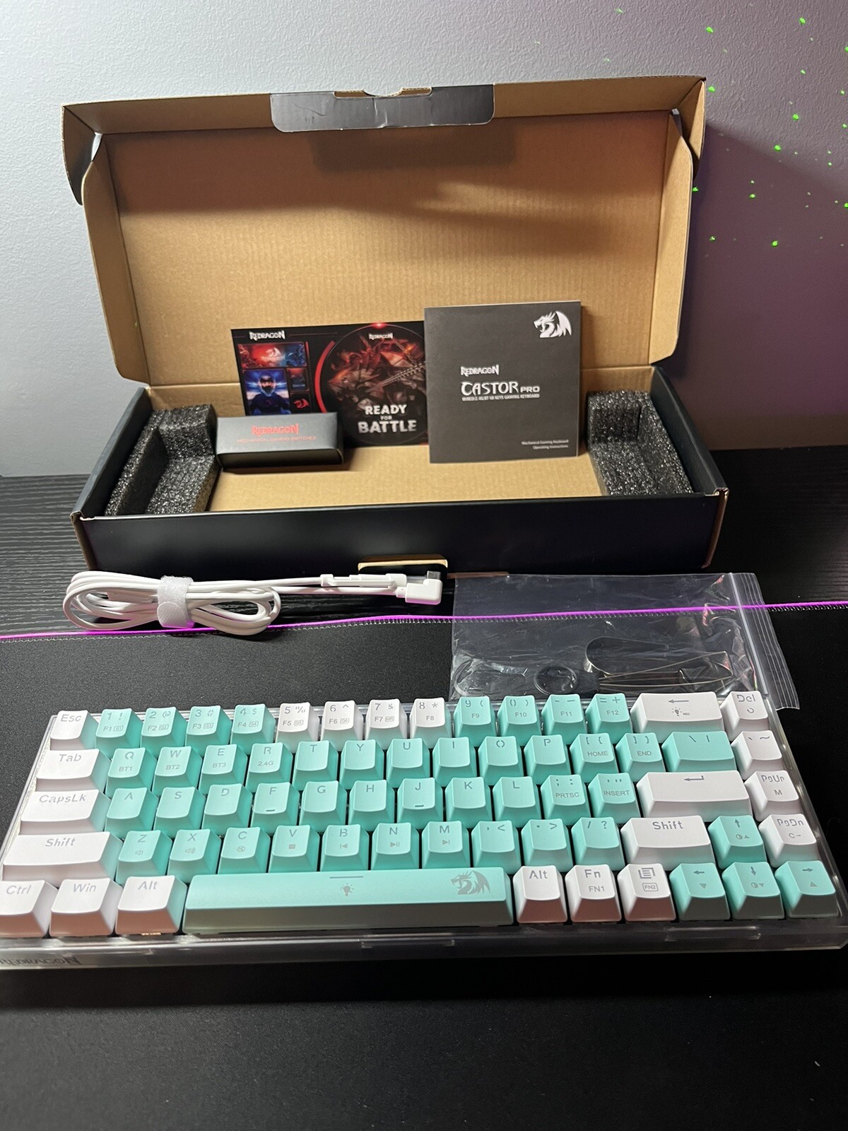 Redragon K631 PRO WT 65% 3-Mode Wireless RGB Gaming Keyboard, 68 Keys Hot-Swa...