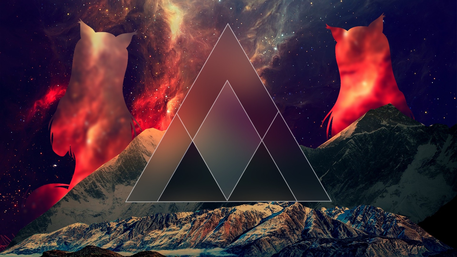 Landscape stars nebula mountains abstract triangle Custom Gaming Mat Desk