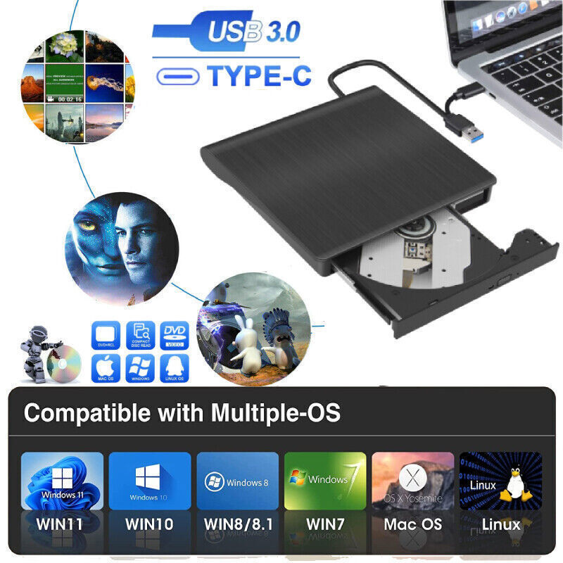 PC DVD Player for Laptop Universal External Dvd Drive Support Windows Mac HP
