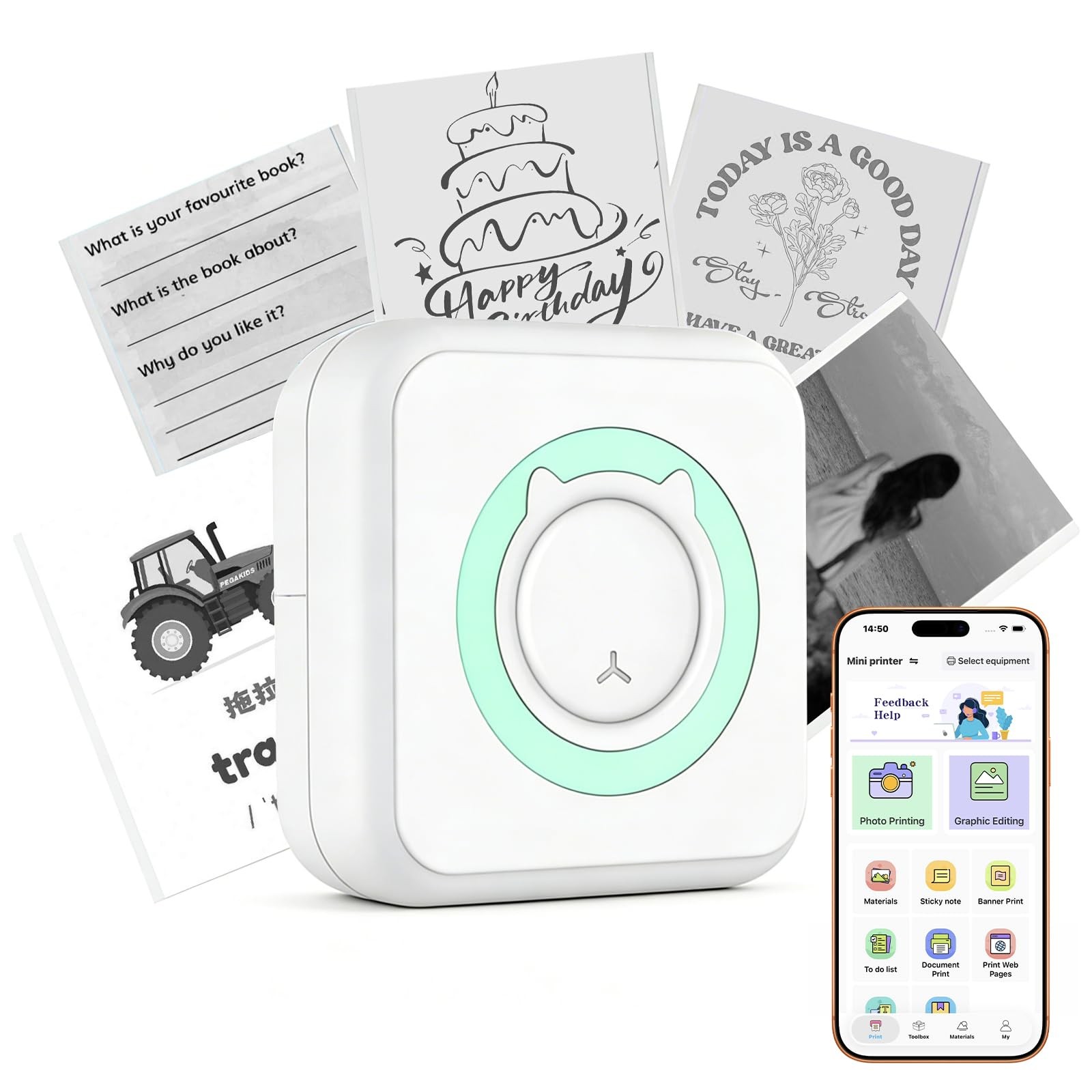 Mini Bluetooth Thermal Sticker Printer Portable Label Photo Journal Maker