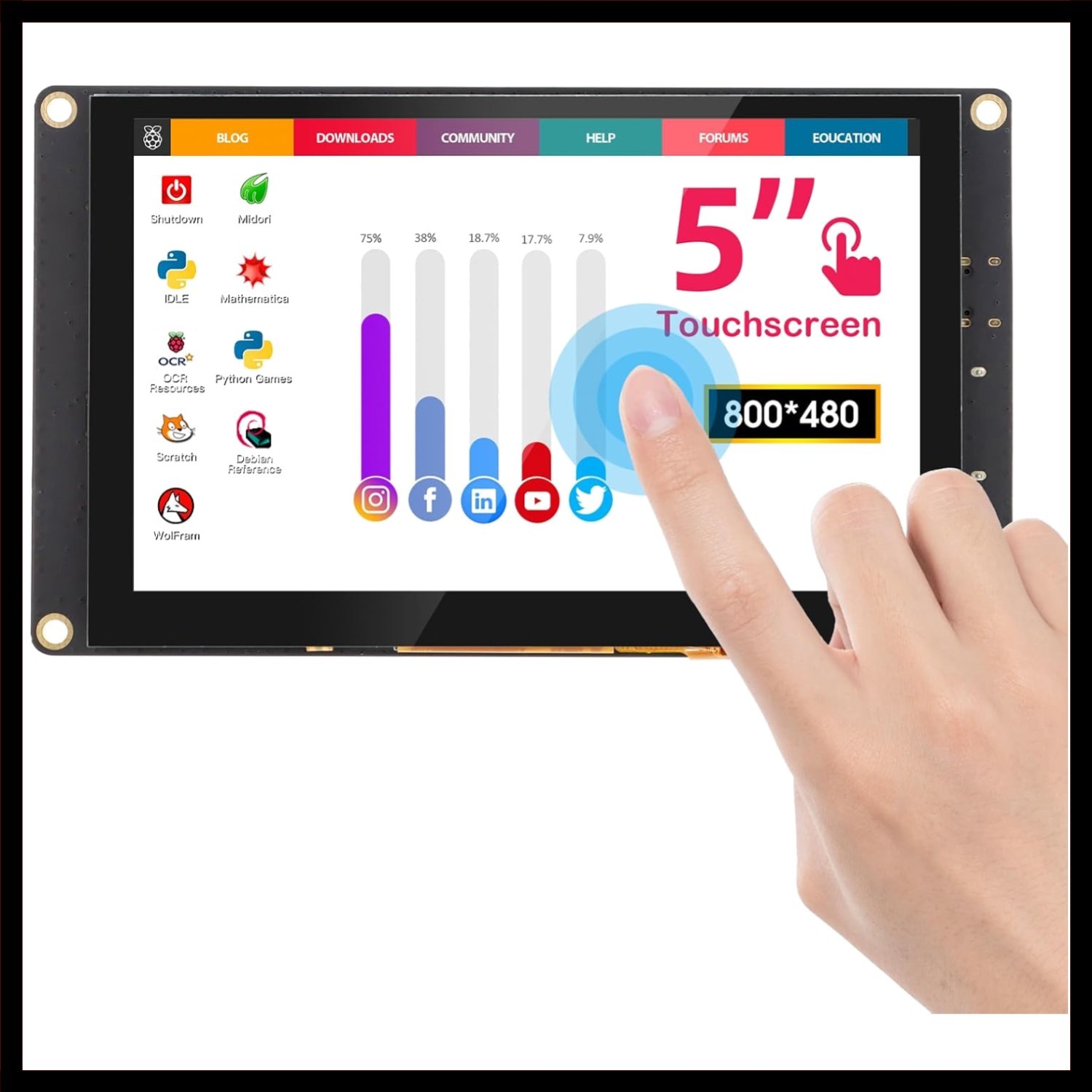 Versatile 5-Inch Touchscreen LCD Monitor – Driver-Free & Multi-Device Compatible