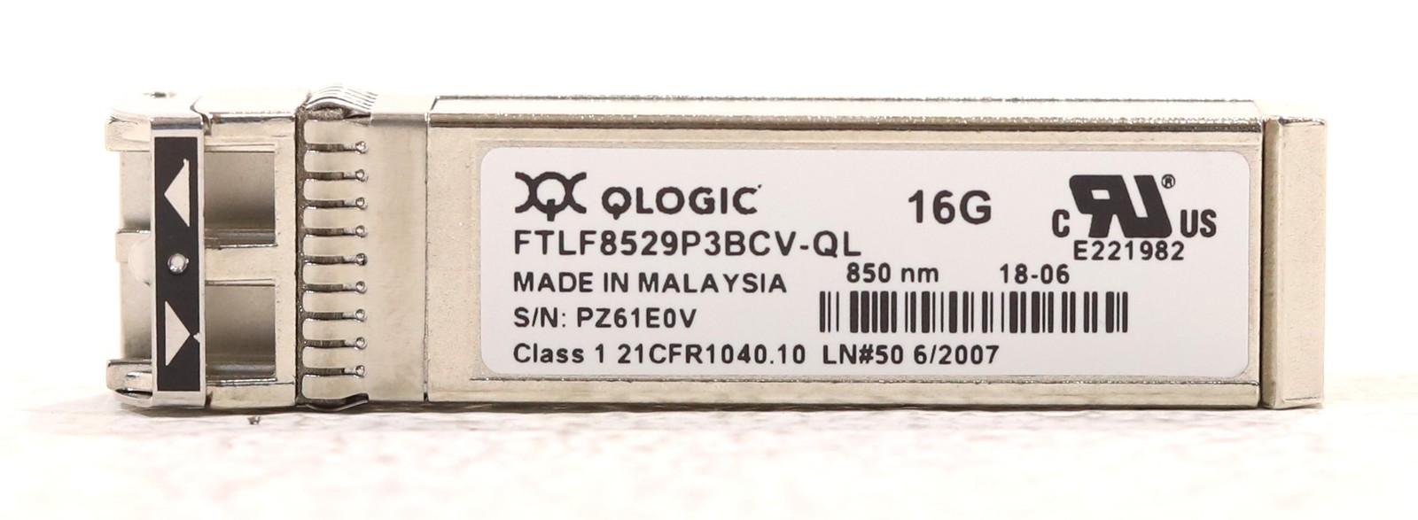 QLogic 16GbE SFP+ 850nm Short-Wave Transceiver Module P/N: FTLF8529P3BCV-QL