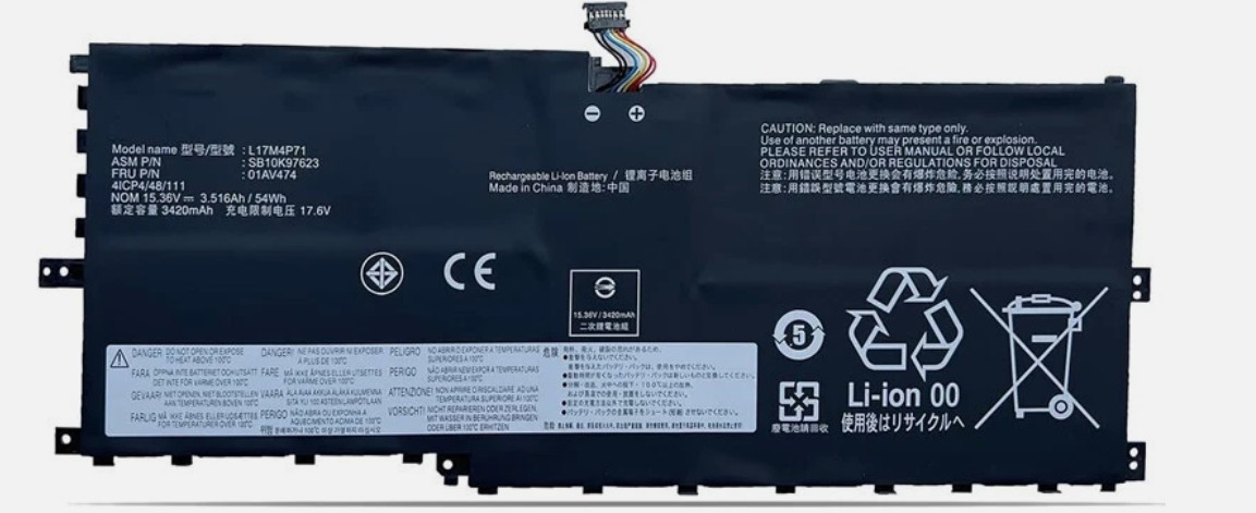 01AV475 L17C4P71 Laptop Battery For Lenovo ThinkPad X1 Yoga 3rd Gen 2018 Series