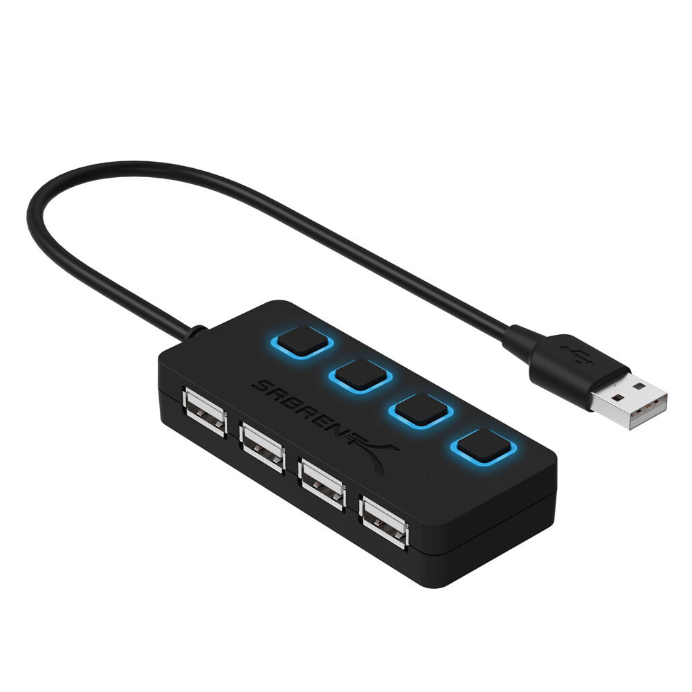 Sabrent 4-Port USB 2.0 Hub with Individual LED lit Power Switches (HB-UMLS)