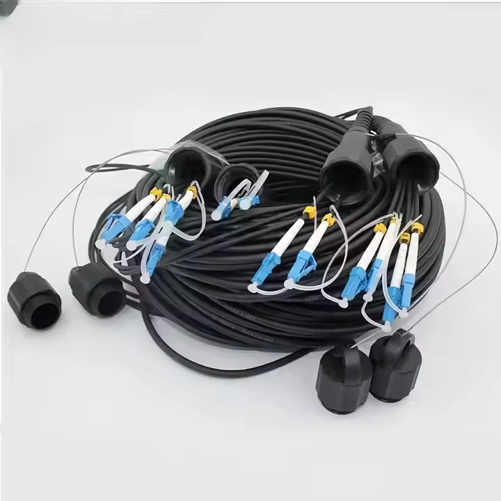 100M SM 6 Cores LC UPC to LC Armored Field TPU Optic Patch Cord Waterproof Head
