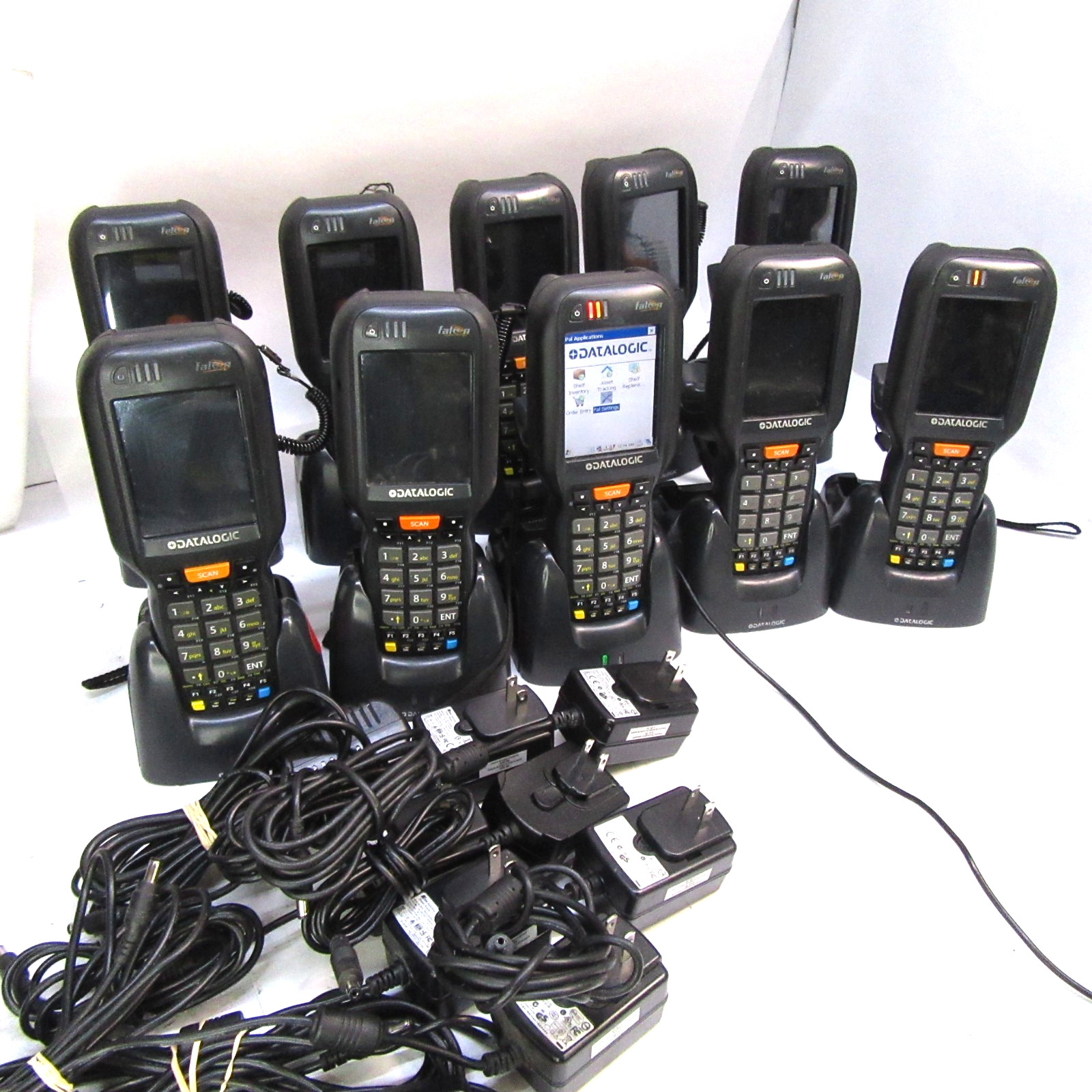LOT-10 DATALOGIC FALCON X4 Mobile Computer Scanner W/ Battery, Cradle T12-E17