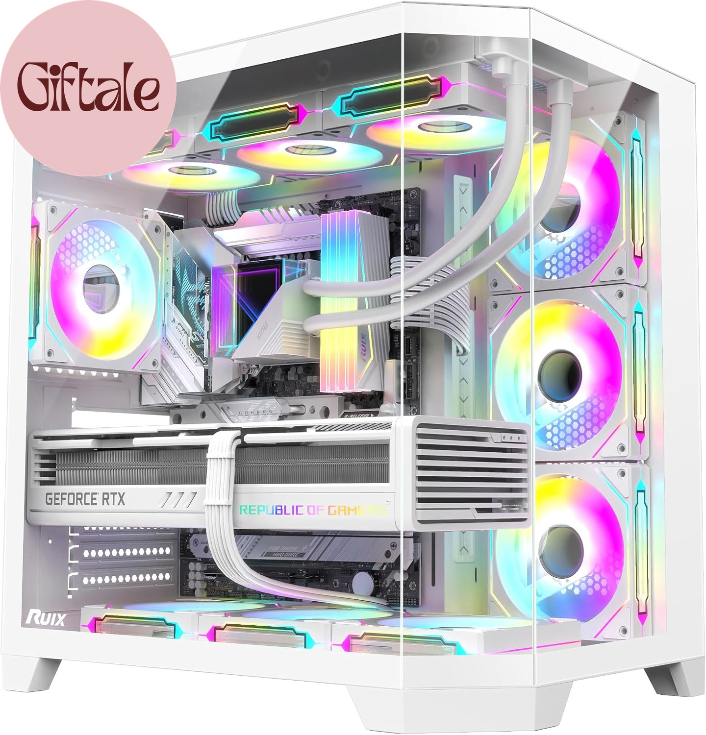 OV303 ATX Mid-Tower PC Case, Pre-Installed 4 X 120Mm Prism ARGB PWM Fans, USB 3.