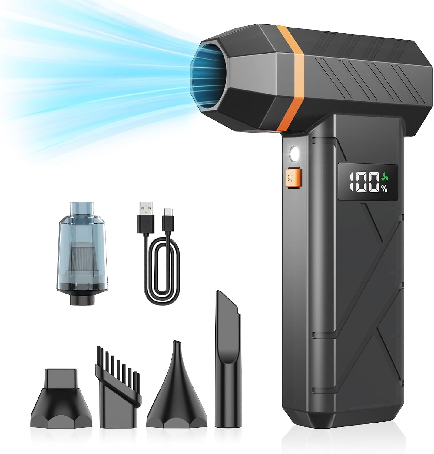 Dzaki Compressed Air Duster & Vacuum 2-In-1, 140000RPM Electric Air Duster, 4-Ge