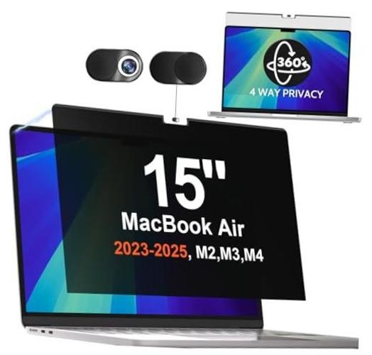 Magnetic 360° Privacy Screen for Macbook Air 15 Inch (2023-2026, M2, M3, M4,