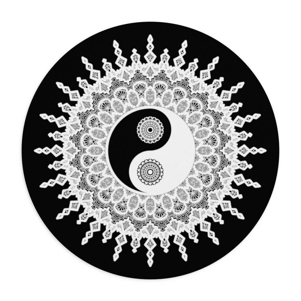 Round 8" Custom Computer Mouse Pad Yin Yang Mandala Design