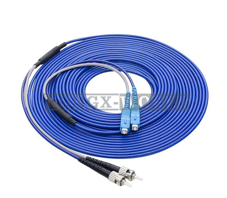 200M Armored Fiber Cable SC UPC to ST UPC SM 9/125 Duplex Fiber Optic Patch Cord